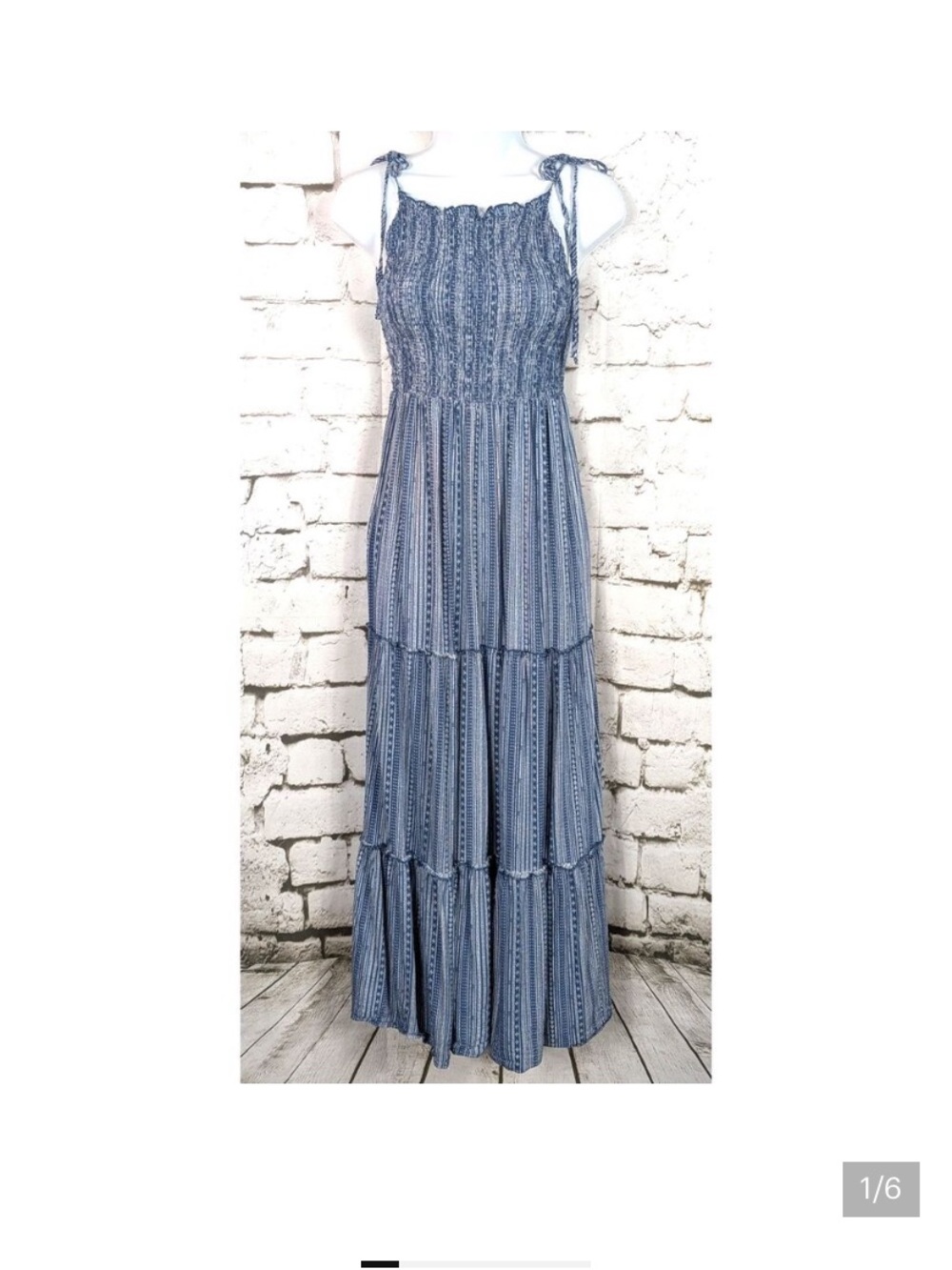 wild fable Blue Patterned Smocked Tiered Maxi Dress